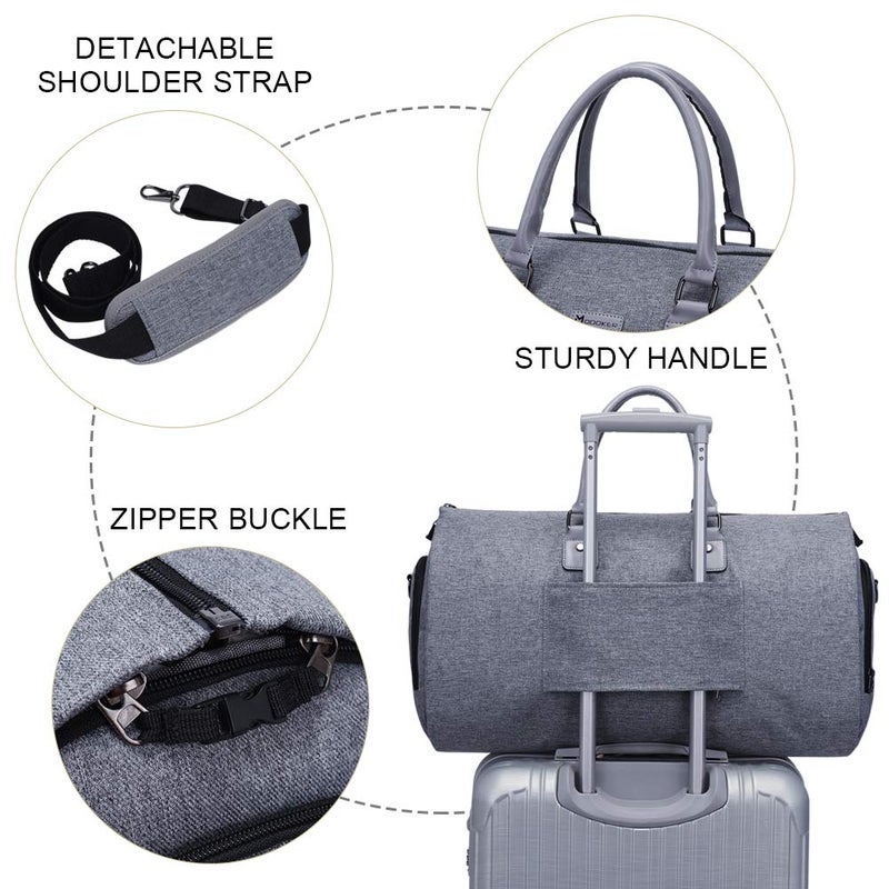 Modoker Convertible Garment Bag with Toiletry Bag, Carry On Garment Duffel Bag for Men Women Travel, Multi-Function Suit Bag 2 in 1 Hanging Suitcase, Grey - Image 5